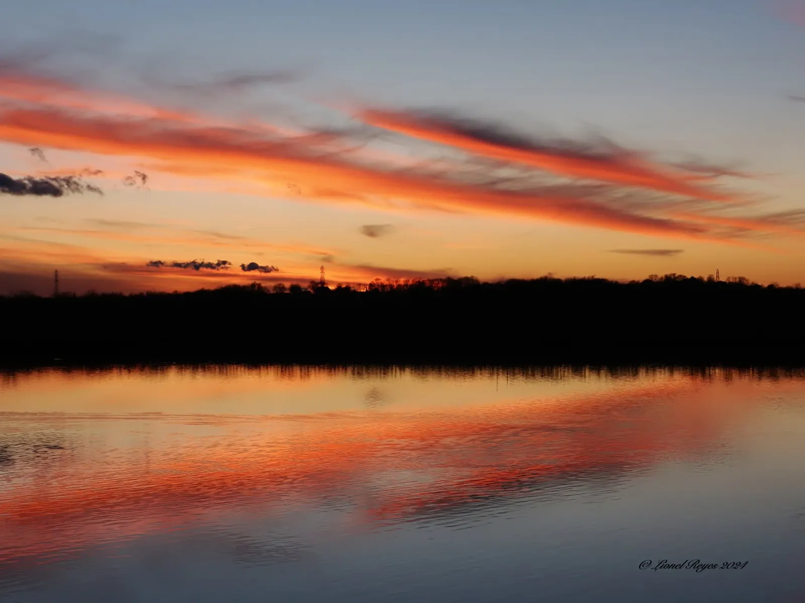 Sunset reflected on the lake
