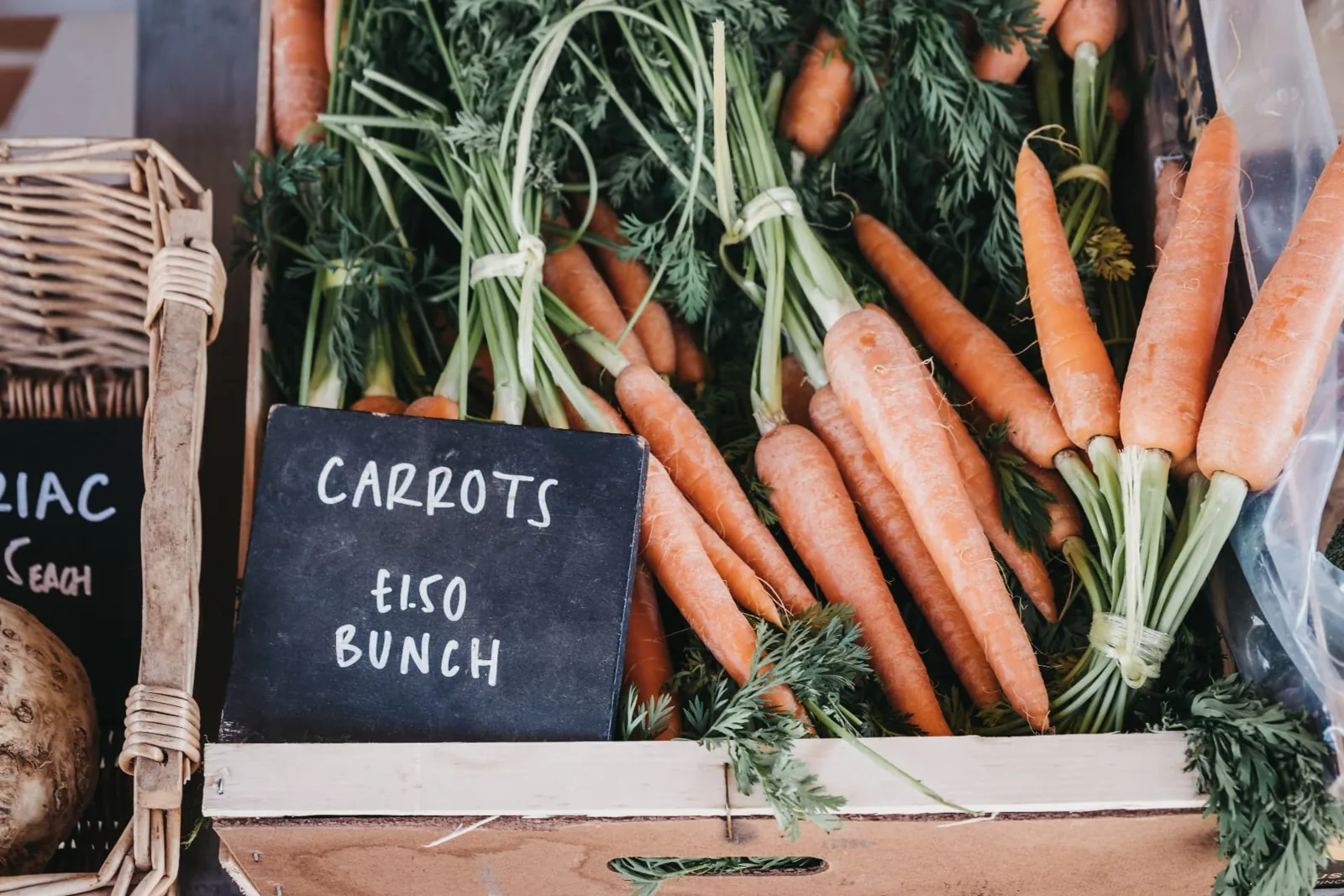 Local carrots at the farm shop