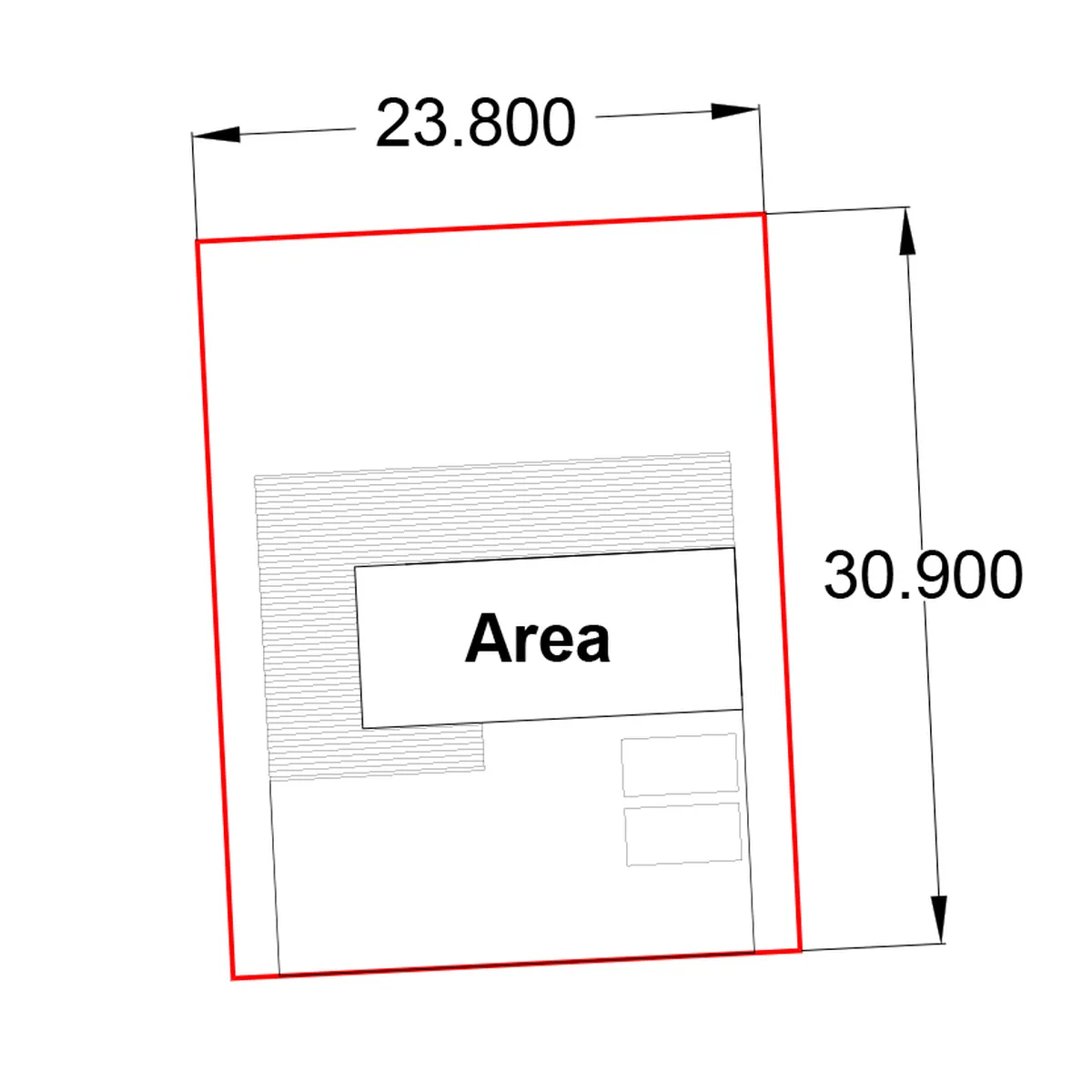 Typical plot dimensions - 23.8m x 30.9m