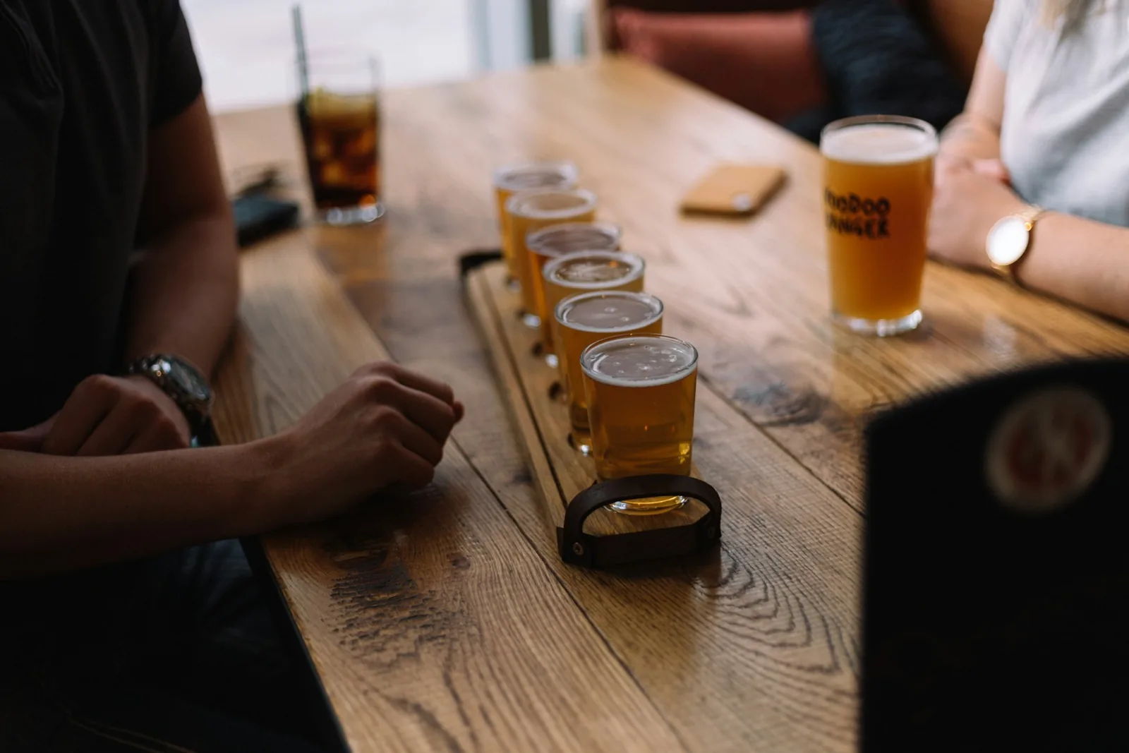 Tasting flight at the microbrewery