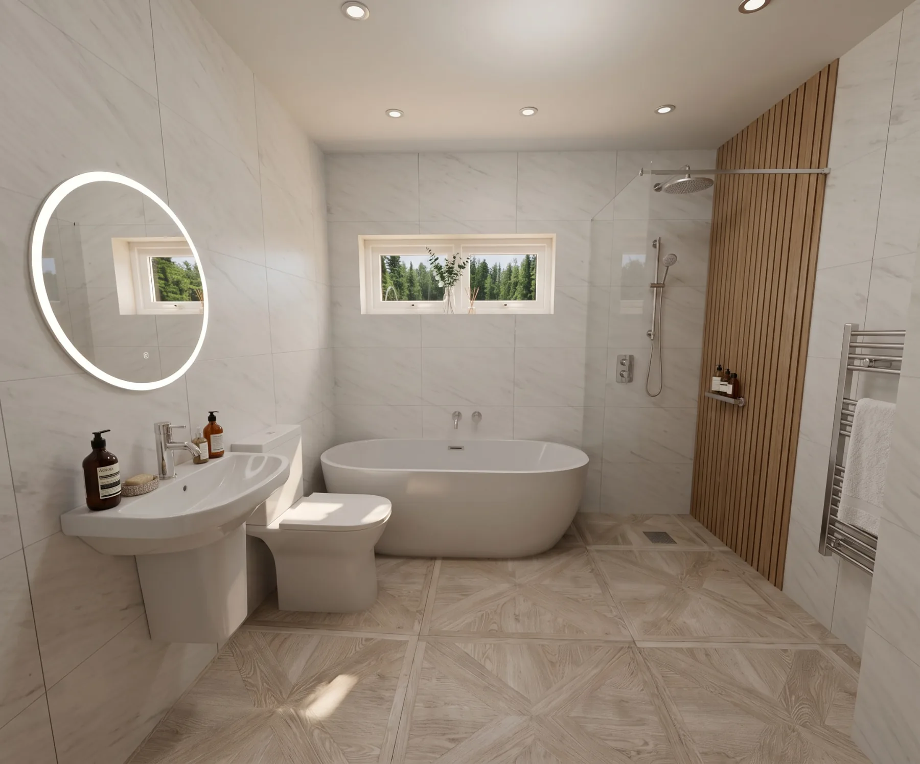 Principal bathroom, freestanding bath