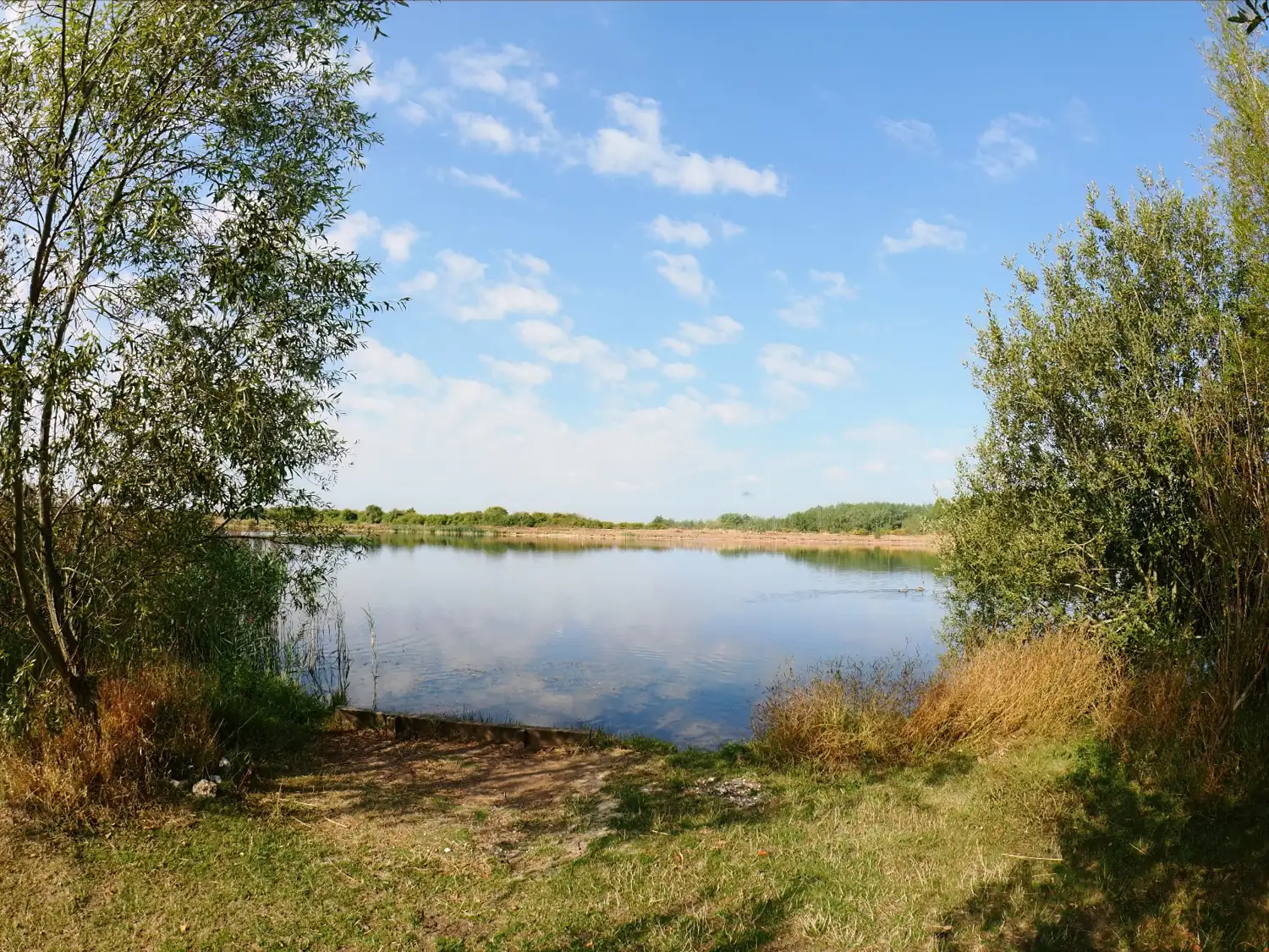The lake from the shore at Kilvington Lakes